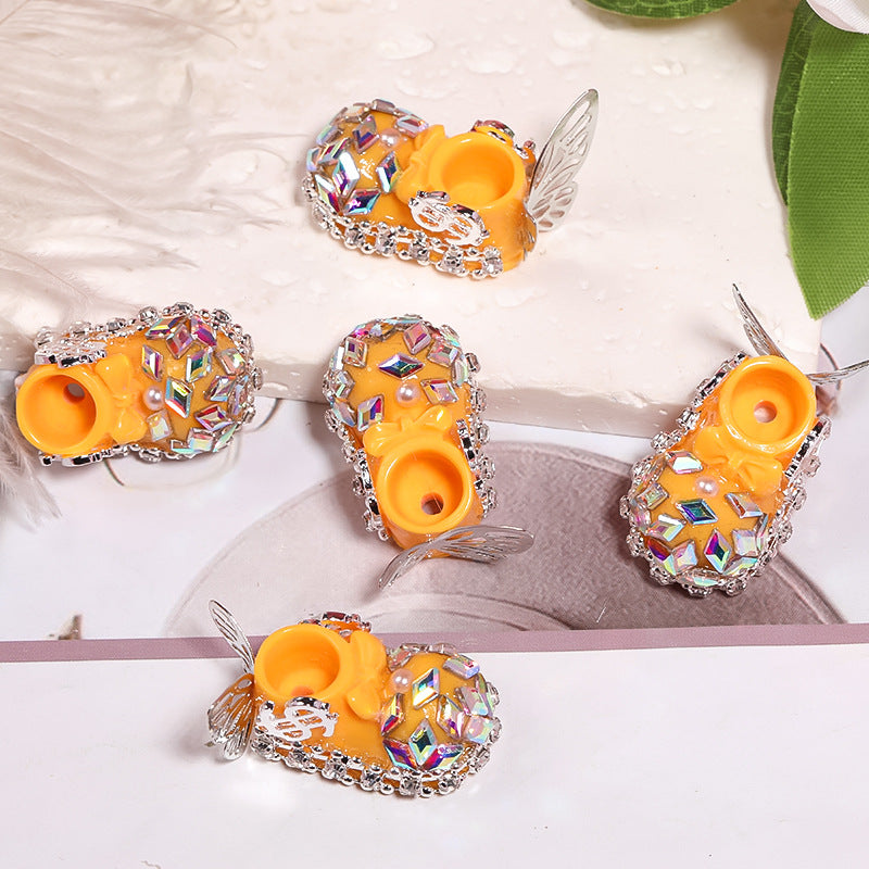 Wholesale 10pcs Heavy Resin Camellia Crystal Shoes Full of Diamond Beads